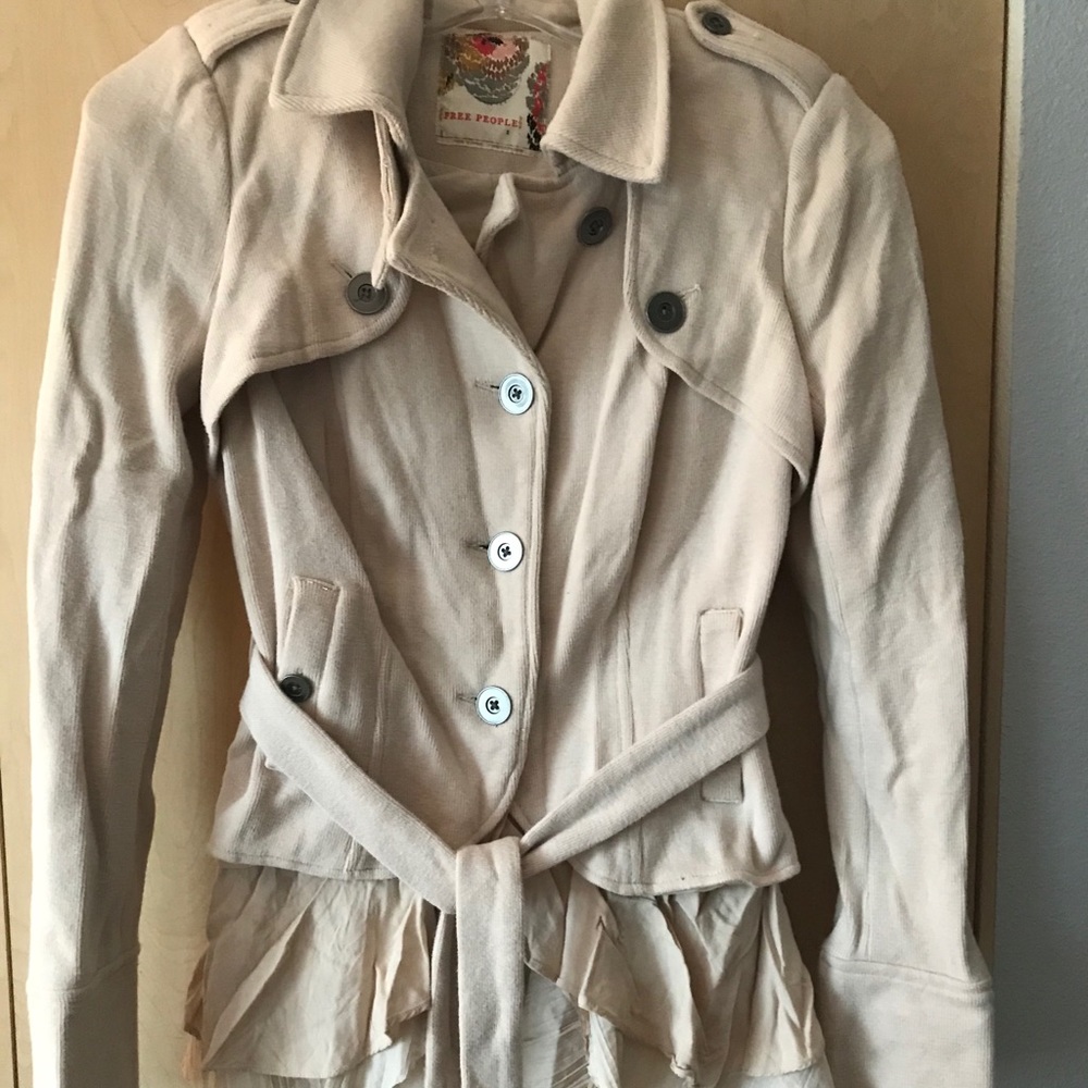 Free People Military Ruffle Jacket